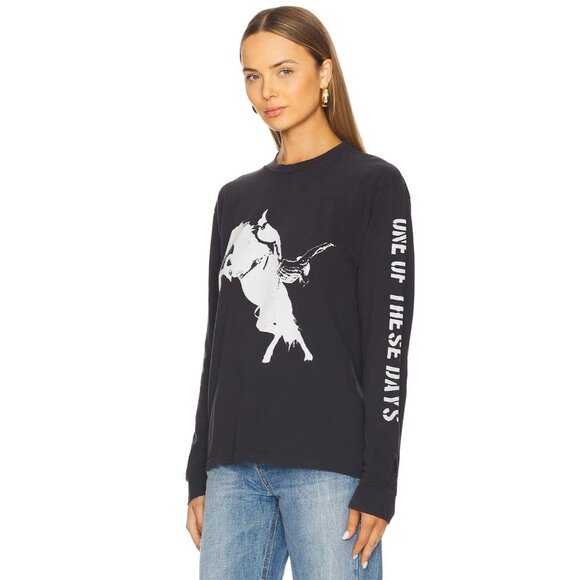 ONE OF THESE DAYS Fallin Rain Long Sleeve T-Shirt in Washed Black Small Womens T - Picture 3 of 16
